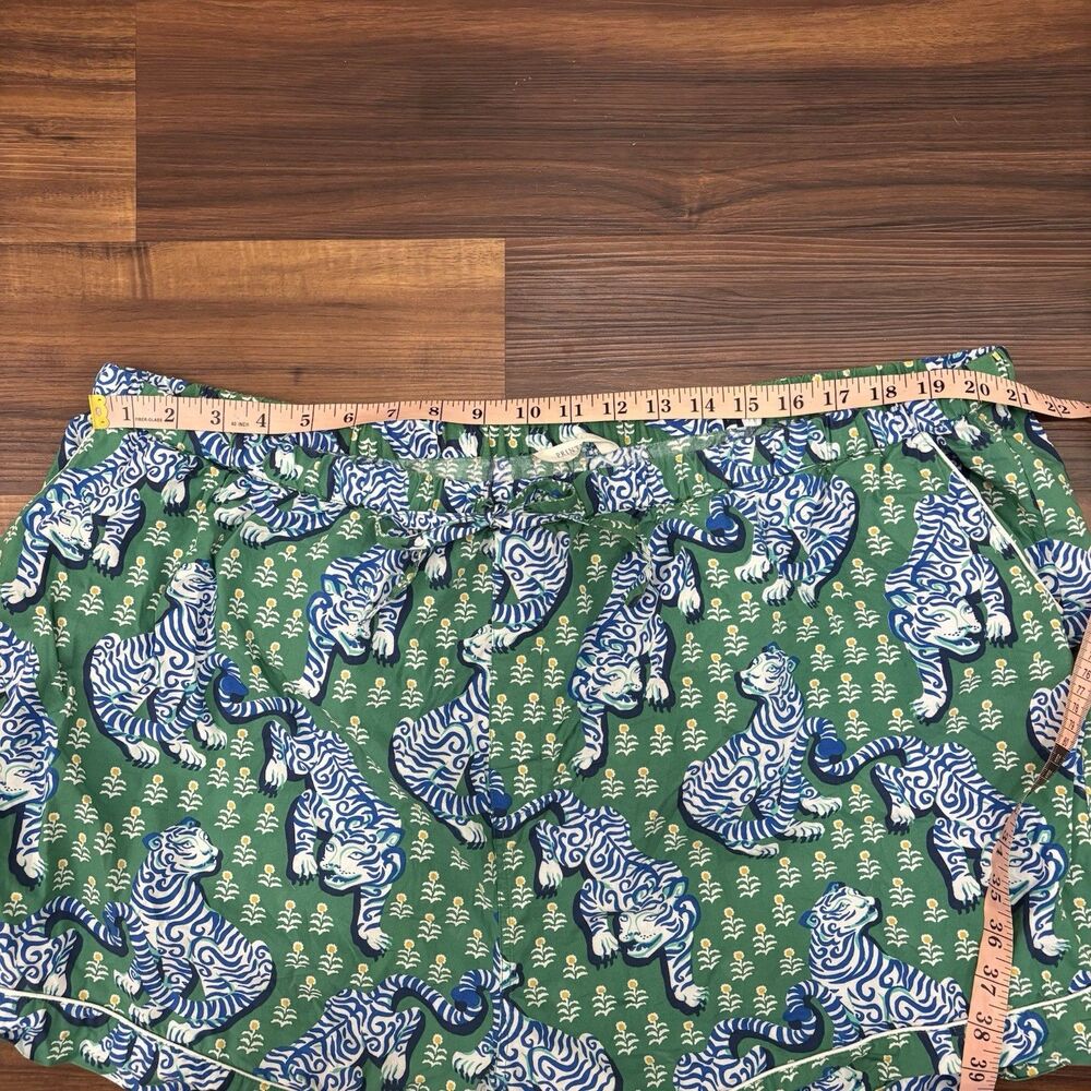 Printfresh Sz 3X Green Tiger Queen Pajama Shorts Sleep Jungle Animal Big Cat - Picture 6 of 7
